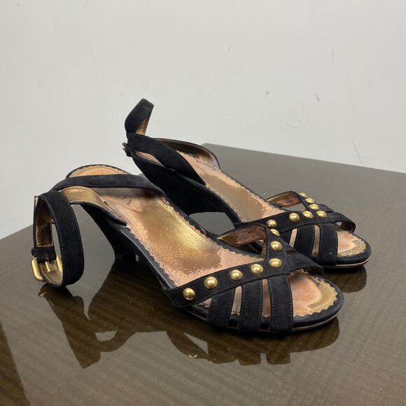 Rare Prada Studded Ankle Strap Heeled Sandals Women's 39 US 9 - Picture 4 of 10